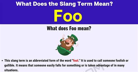 Slang Terms; Business; Technology; Types of Acronyms; Acronym Generator;. . Shee foo slang meaning